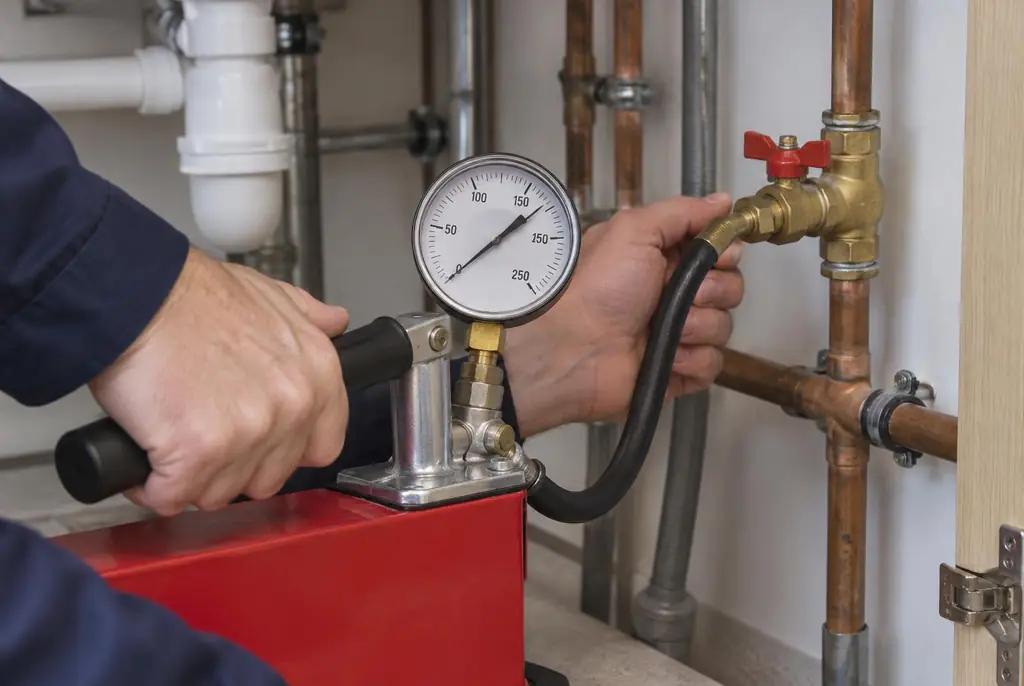 Lekdetectie Noordwijk – druktest op een waterleiding met een manometer