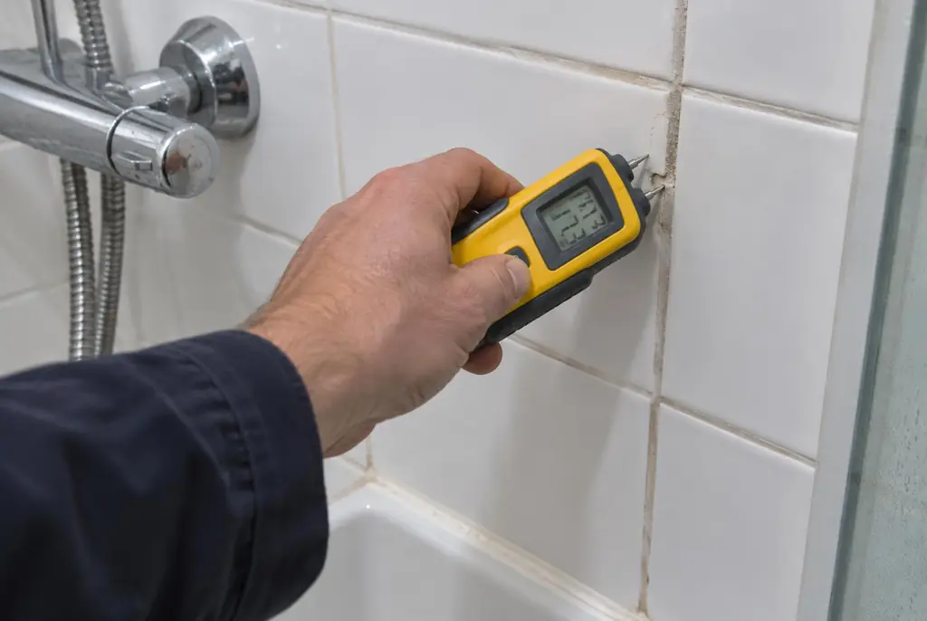 Lekdetectie Noordwijk – vochtmeter op badkamertegels bij de douche