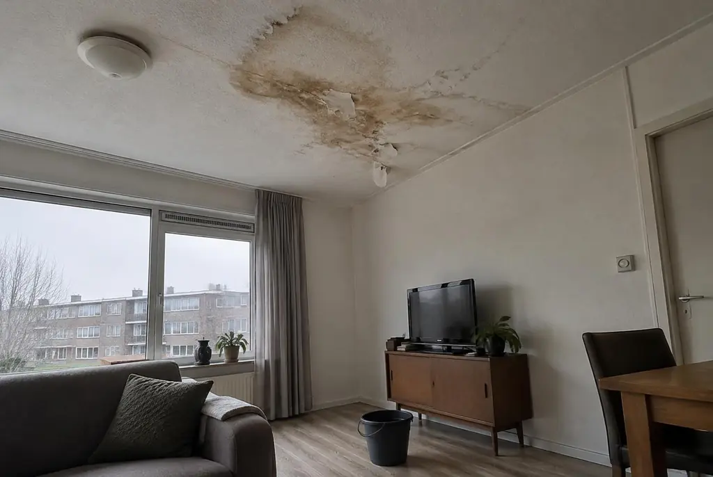Lekdetectie Noordwijk – vochtplek op het plafond onder een badkamer